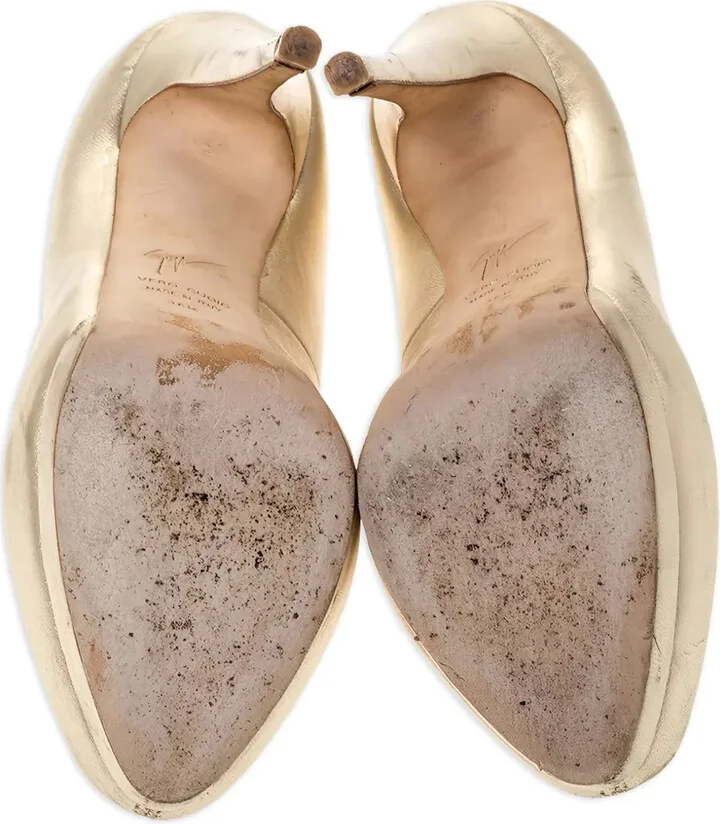 Pre-Owned 135mm Metallic-Effect Peep-Toe Pumps - Image 5