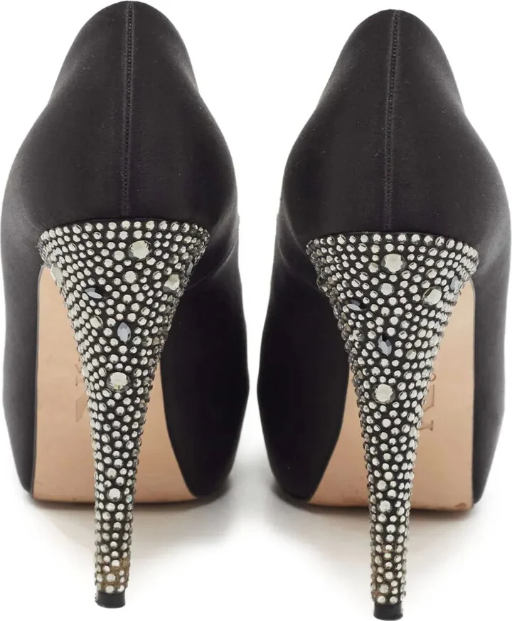 Pre-Owned 135mm Satin Pumps - Image 4