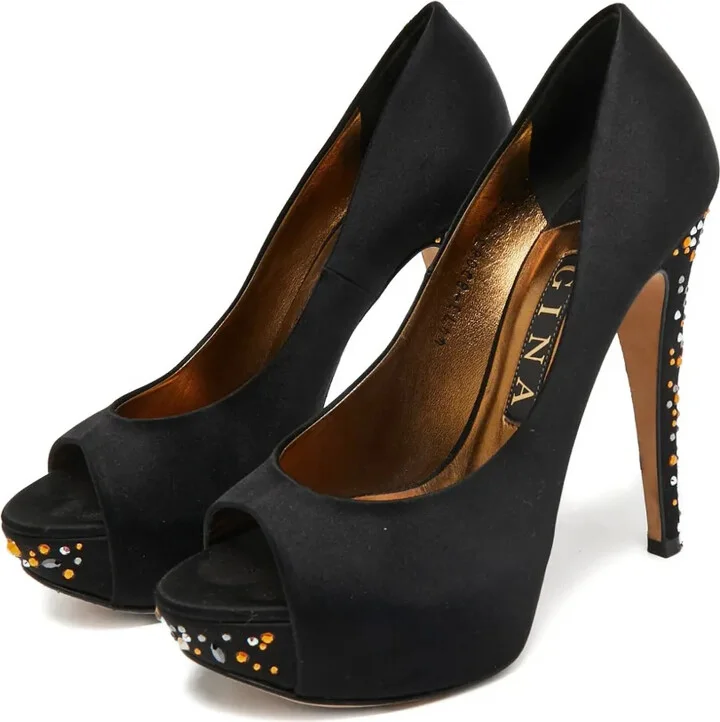 Pre-owned 135mm satin pumps - Image 2