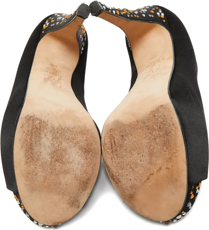 Pre-owned 135mm satin pumps - Image 4