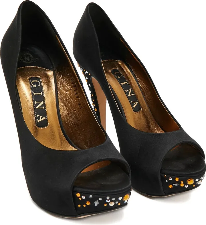 Pre-owned 135mm satin pumps