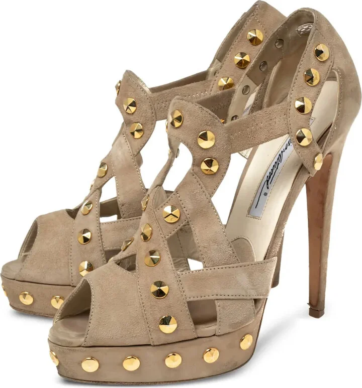 Pre-Owned 135mm Studded Platform Pumps - Image 2