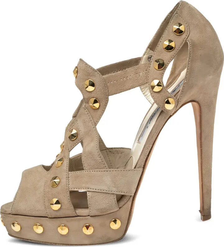 Pre-Owned 135mm Studded Platform Pumps