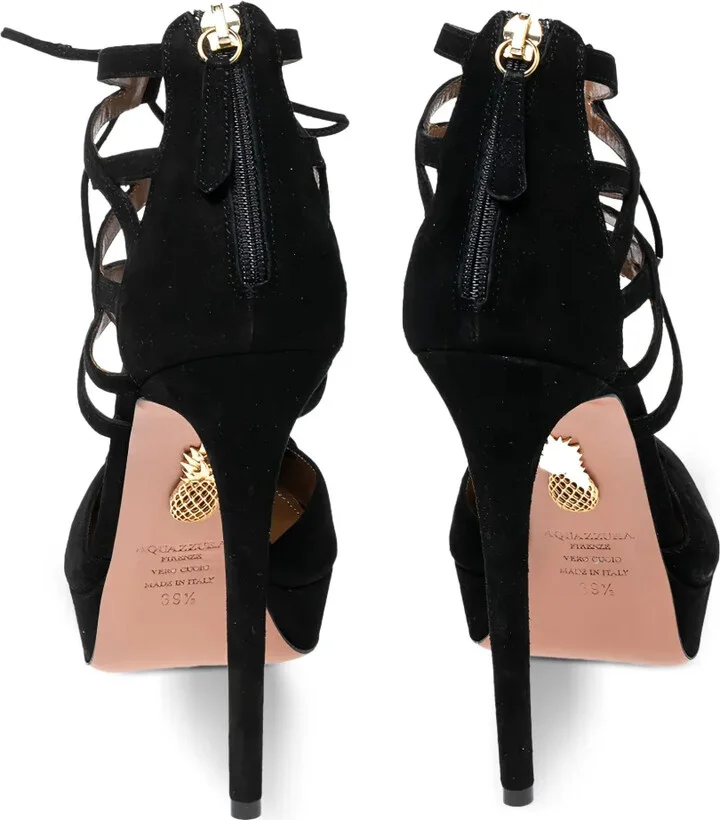 pre-owned 140mm Belgravia strappy lace-up platform pumps - Image 4