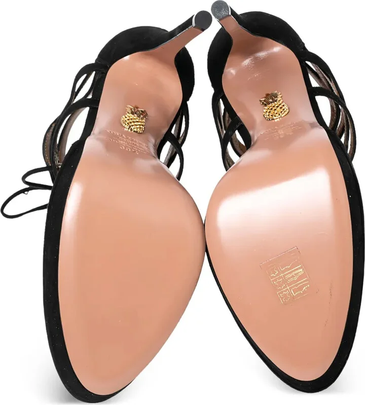 pre-owned 140mm Belgravia strappy lace-up platform pumps - Image 5