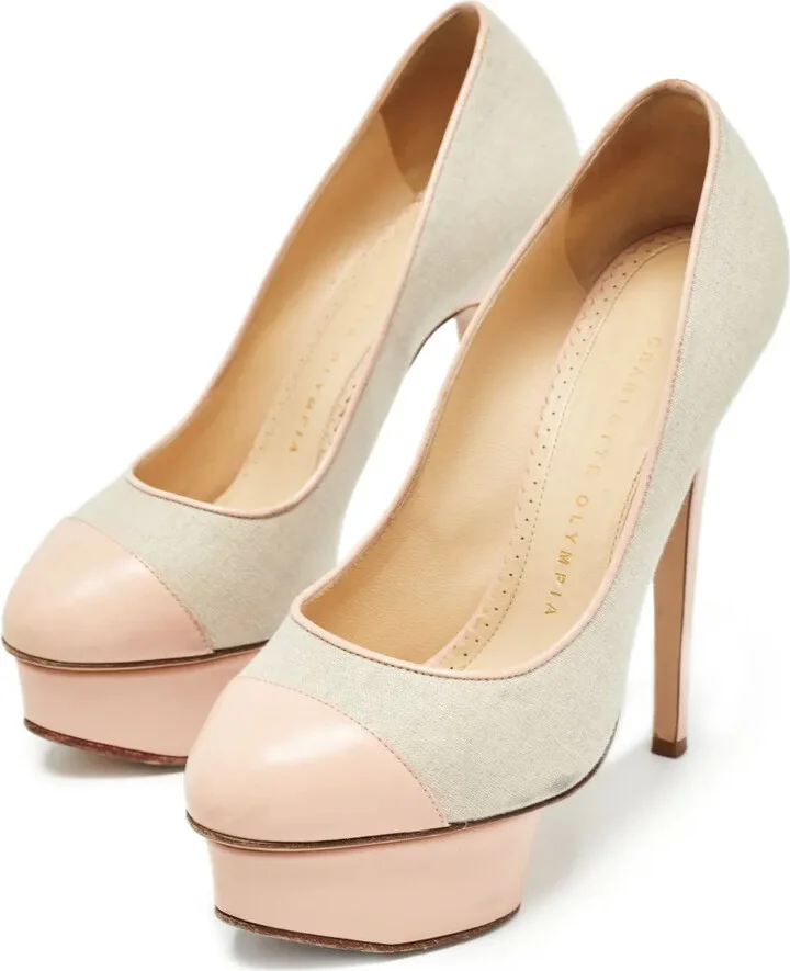 Pre-Owned 140mm Canvas Platform Pumps - Image 2