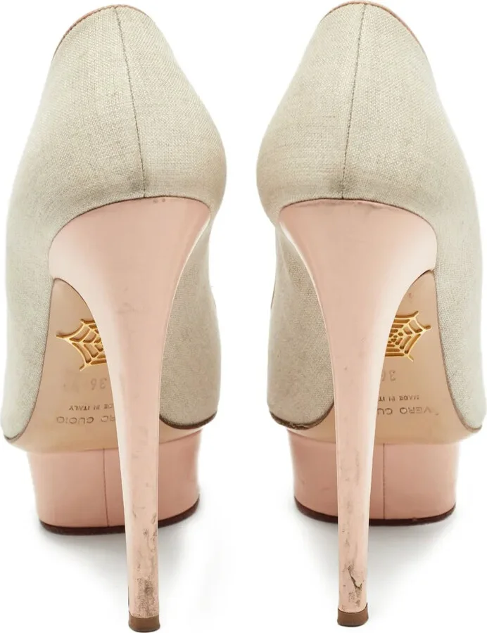 Pre-Owned 140mm Canvas Platform Pumps - Image 3