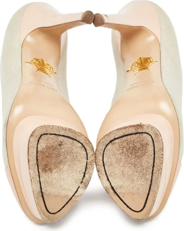 Pre-Owned 140mm Canvas Platform Pumps - Image 4
