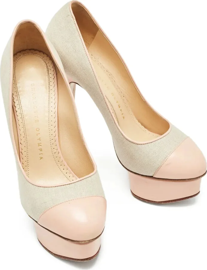 Pre-Owned 140mm Canvas Platform Pumps - Image 5