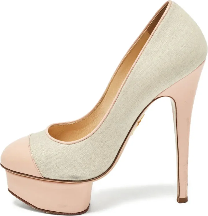 Pre-Owned 140mm Canvas Platform Pumps