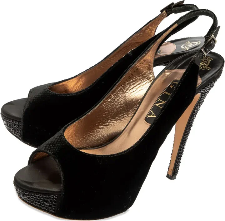 Pre-Owned 140mm Embellished Slingback Sandals - Image 2