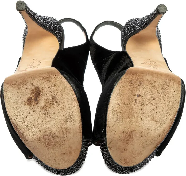 Pre-Owned 140mm Embellished Slingback Sandals - Image 4