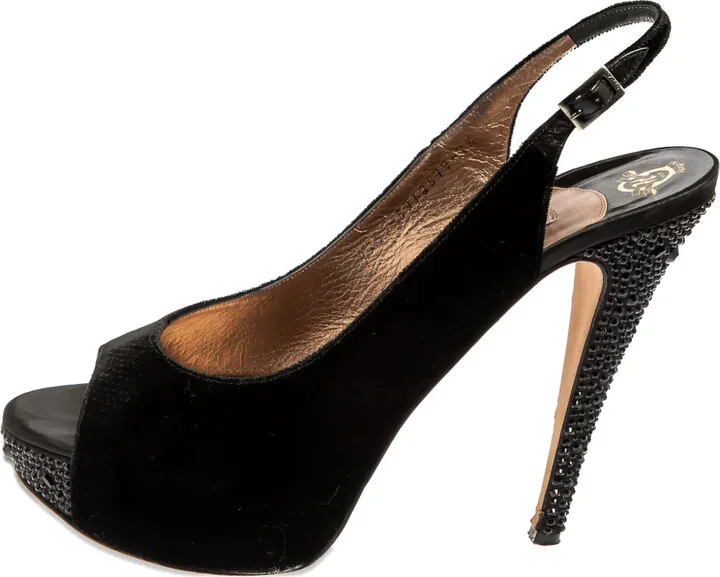 Pre-Owned 140mm Embellished Slingback Sandals