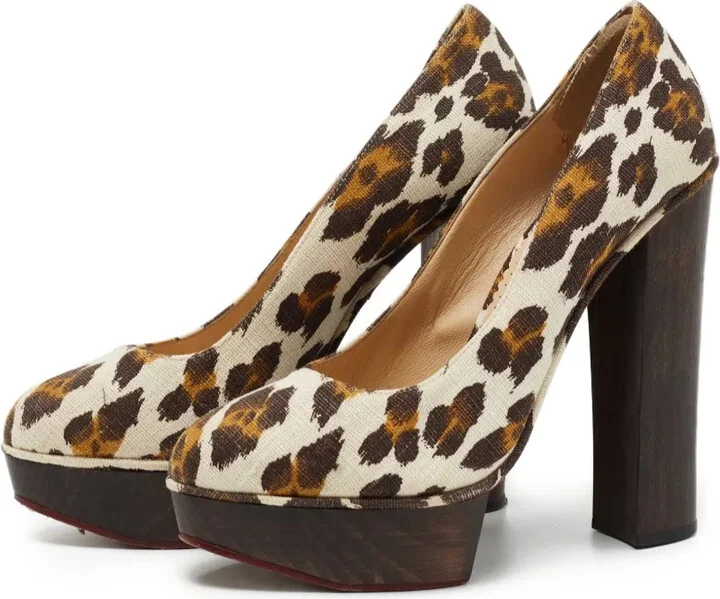 Pre-Owned 140mm Leopard-Print Platform Pumps - Image 2
