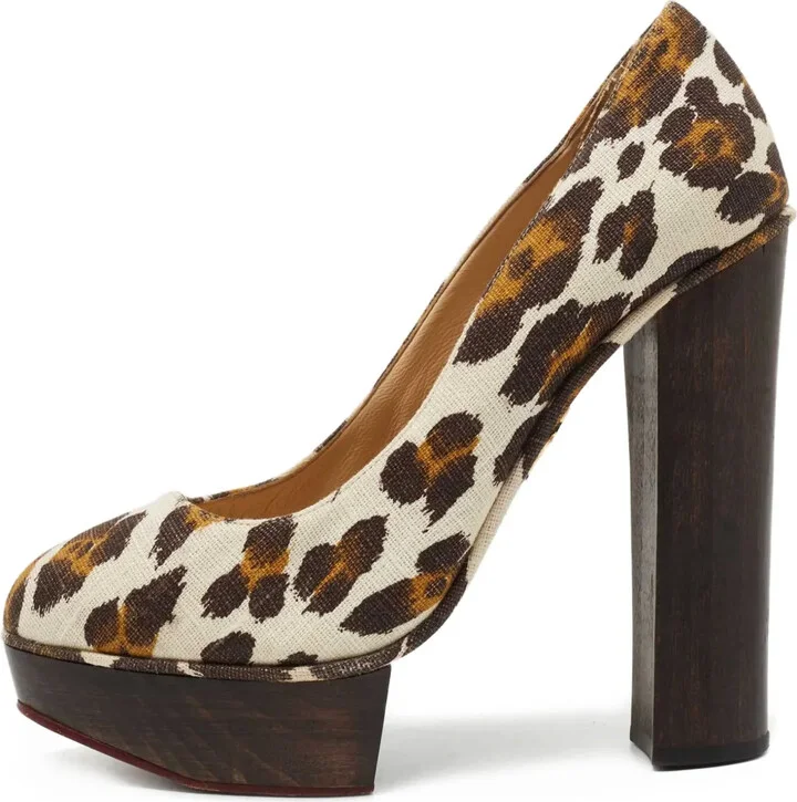 Pre-Owned 140mm Leopard-Print Platform Pumps