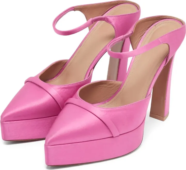 pre-owned 140mm Mora satin platform mules - Image 2