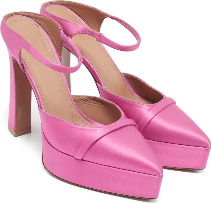 pre-owned 140mm Mora satin platform mules - Image 3