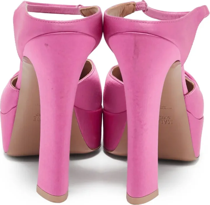 pre-owned 140mm Mora satin platform mules - Image 4