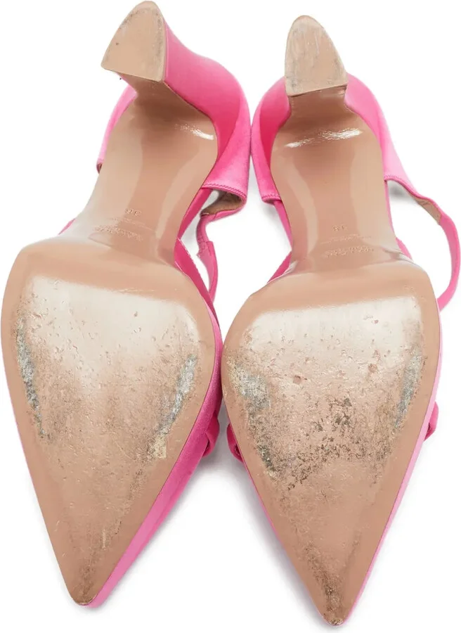 pre-owned 140mm Mora satin platform mules - Image 5