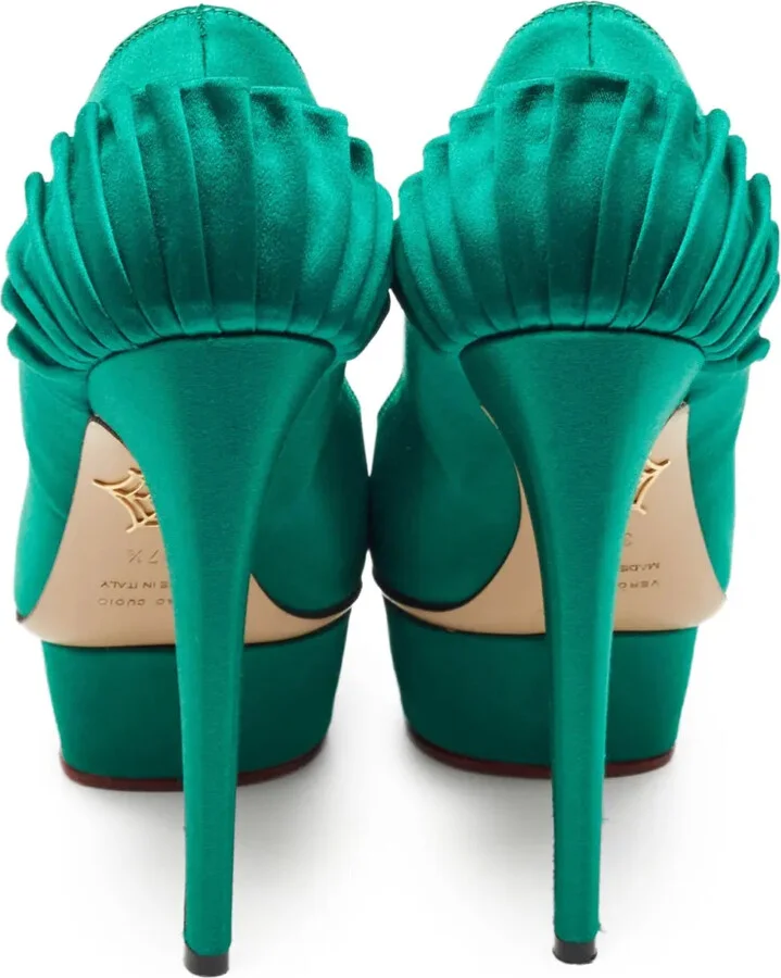 Pre-Owned 140mm Satin Platform Pumps - Image 3