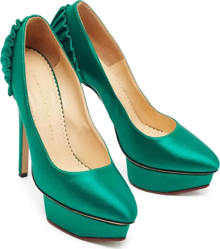 Pre-Owned 140mm Satin Platform Pumps - Image 4