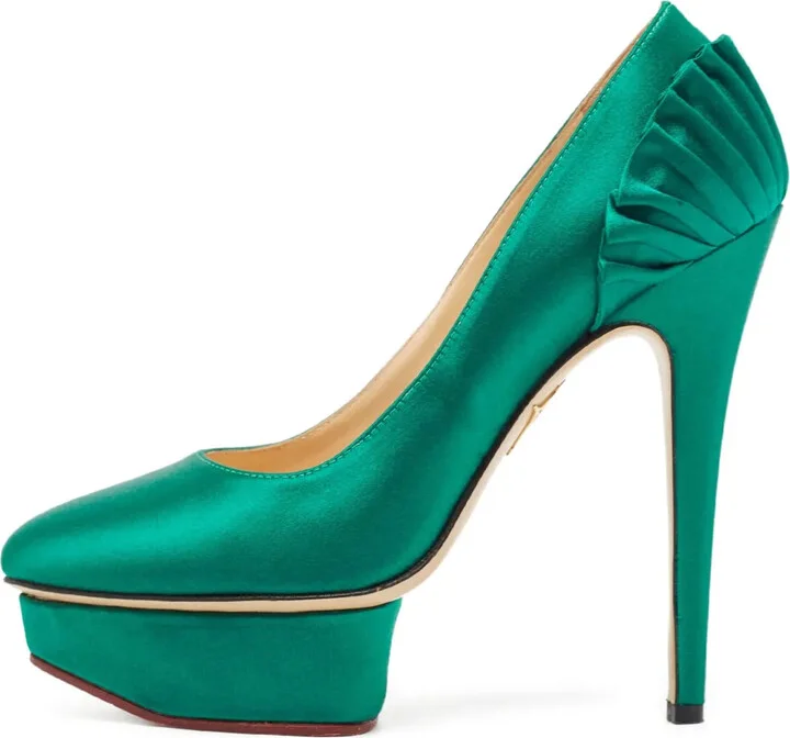 Pre-Owned 140mm Satin Platform Pumps