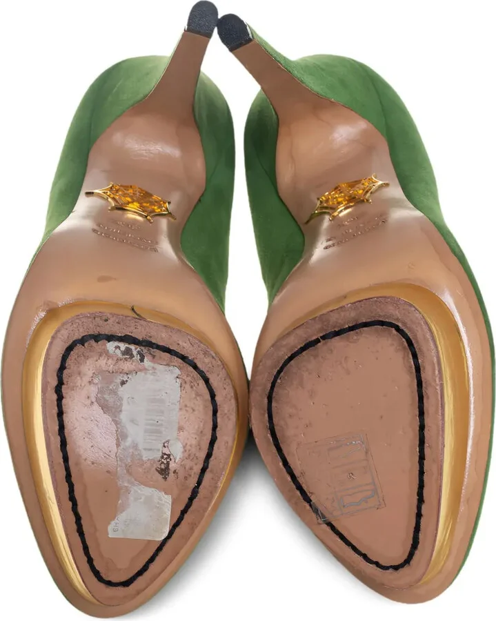 Pre-owned 140mm suede platform pumps - Image 5