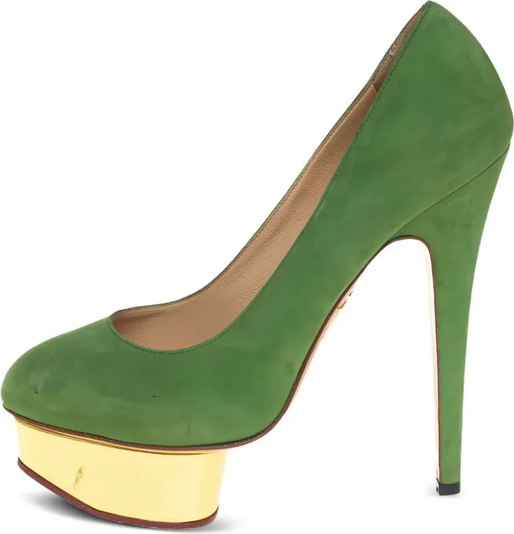 Pre-owned 140mm suede platform pumps