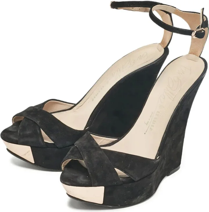 Pre-Owned 140mm suede wedge sandals - Image 2
