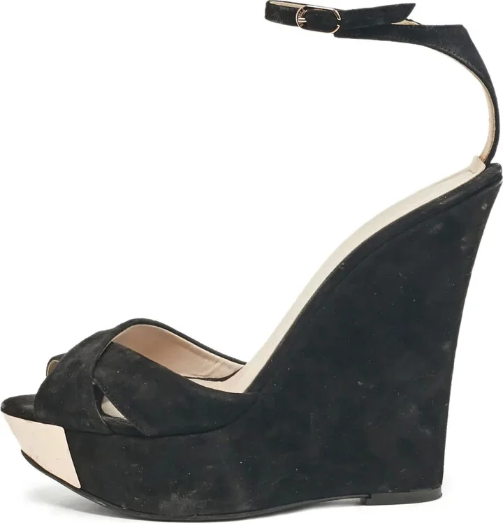 Pre-Owned 140mm suede wedge sandals