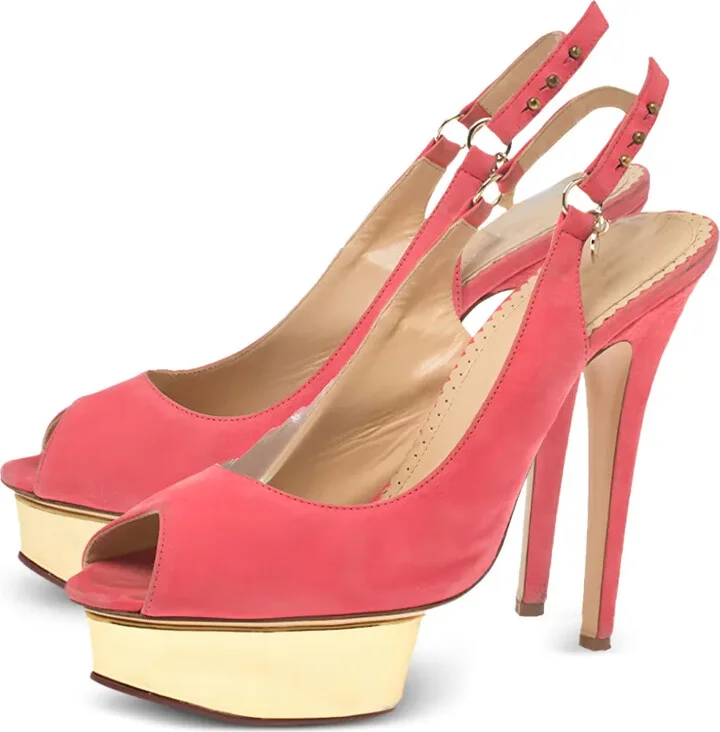 pre-owned 145mm Bon Bon slingback platform pumps - Image 2