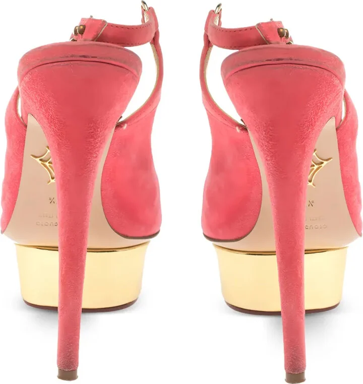 pre-owned 145mm Bon Bon slingback platform pumps - Image 3