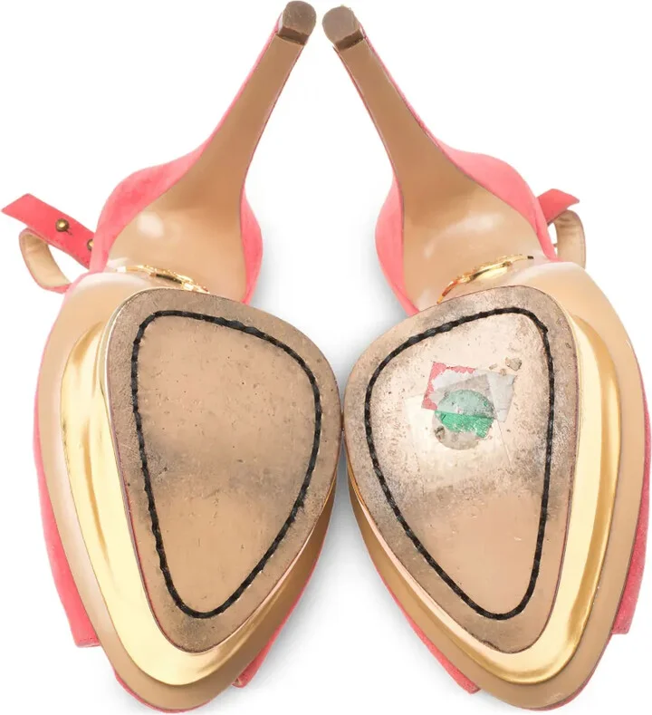 pre-owned 145mm Bon Bon slingback platform pumps - Image 4