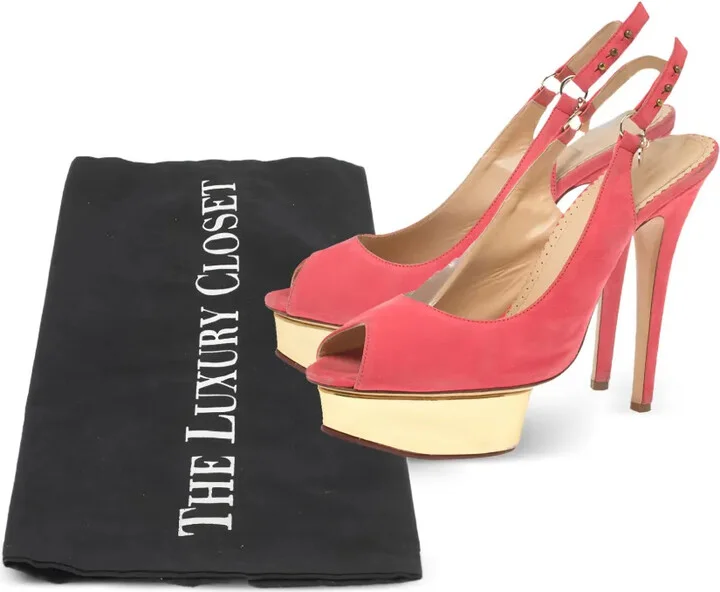 pre-owned 145mm Bon Bon slingback platform pumps
