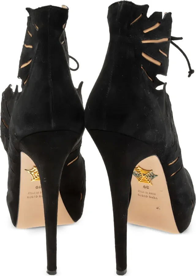 pre-owned 145mm Eve leaf cut-out suede sandals - Image 2