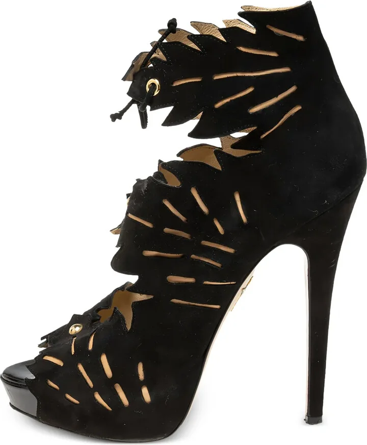 pre-owned 145mm Eve leaf cut-out suede sandals