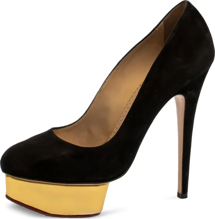 Pre-Owned 145mm Suede Platform Pumps - Image 2
