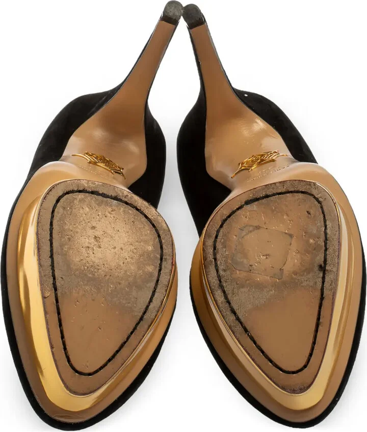 Pre-Owned 145mm Suede Platform Pumps - Image 4