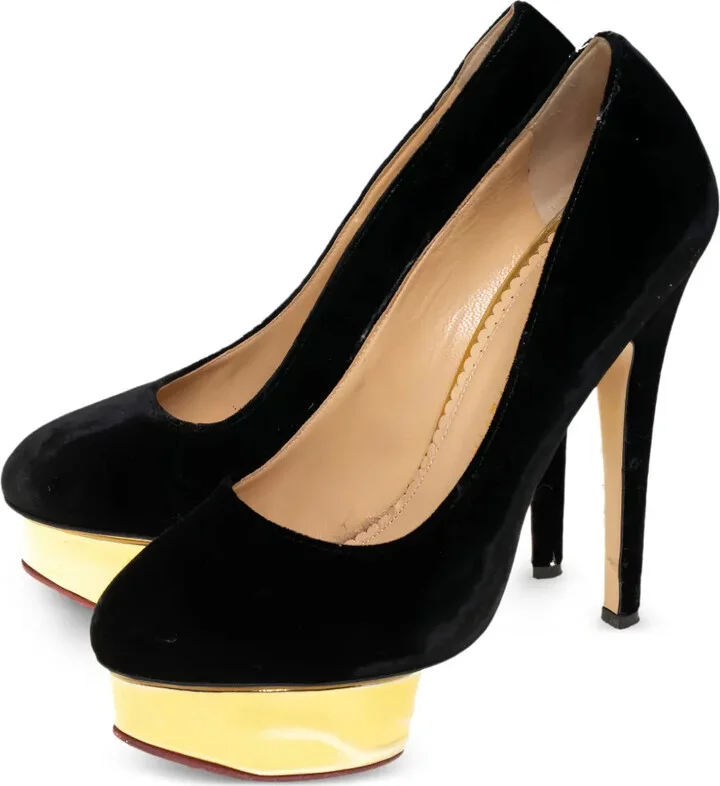 Pre-Owned 145mm Velvet Pumps - Image 2