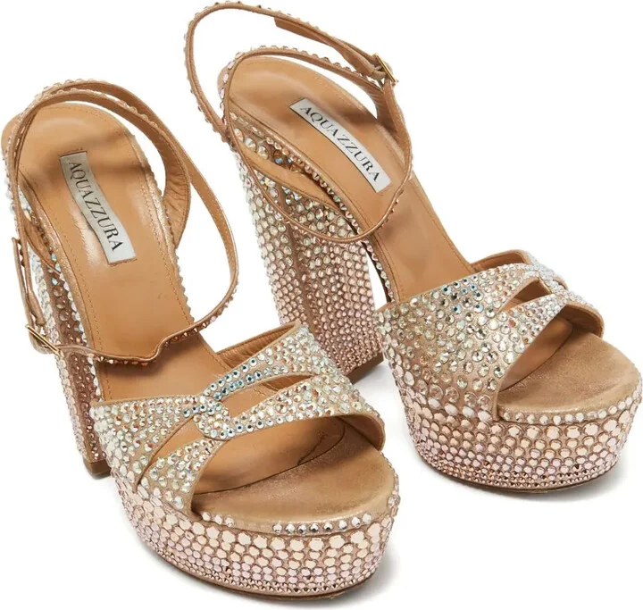 Pre-owned 150mm crystal-embellished platform sandals - Image 3