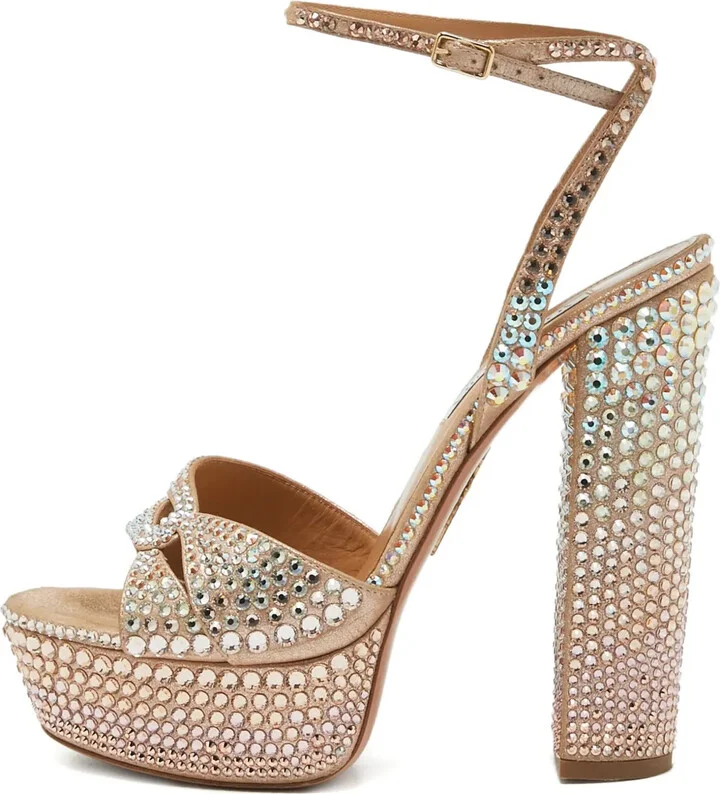 Pre-owned 150mm crystal-embellished platform sandals