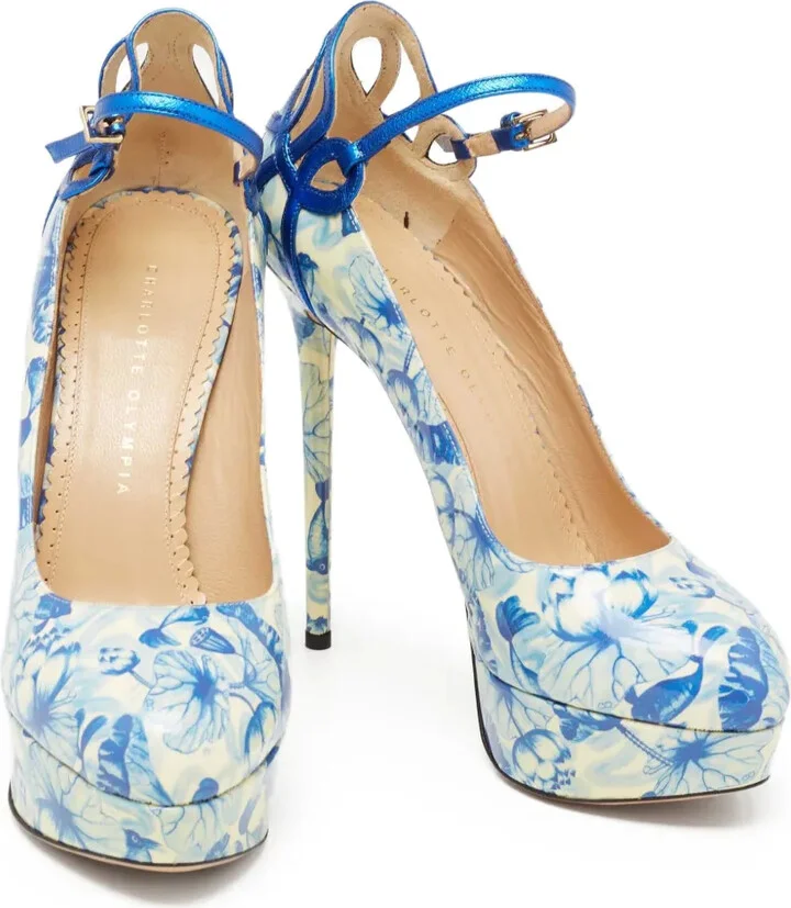 Pre-Owned 150mm Floral-Print Platform Pumps - Image 3