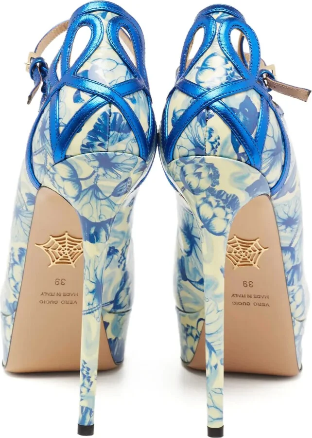 Pre-Owned 150mm Floral-Print Platform Pumps - Image 4