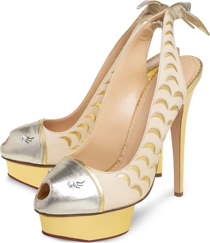 Pre-Owned 150mm Peep-Toe Platform Slingback Heels - Image 4
