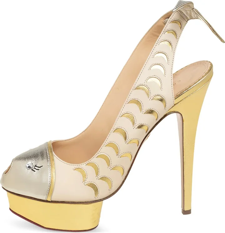 Pre-Owned 150mm Peep-Toe Platform Slingback Heels