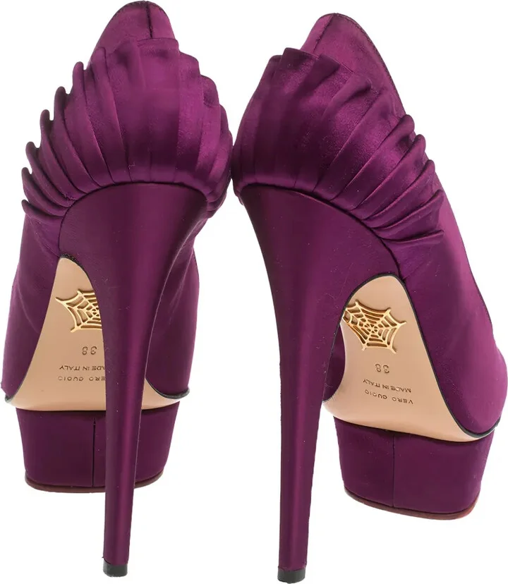Pre-Owned 150mm Satin Platform Pumps - Image 3