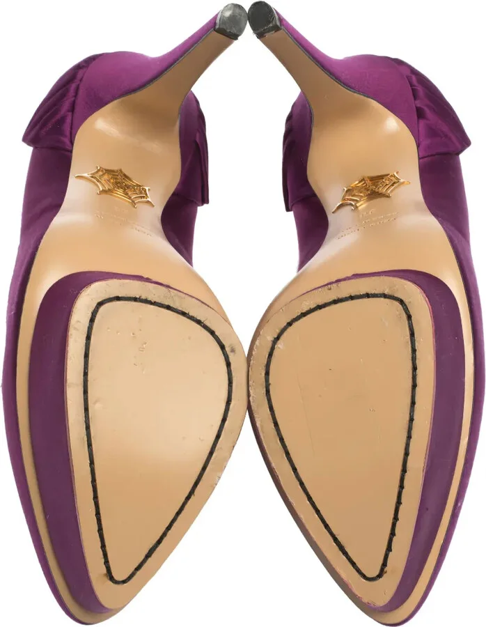 Pre-Owned 150mm Satin Platform Pumps - Image 4