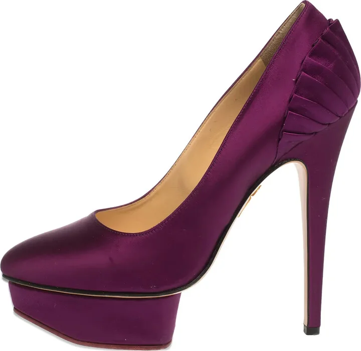 Pre-Owned 150mm Satin Platform Pumps