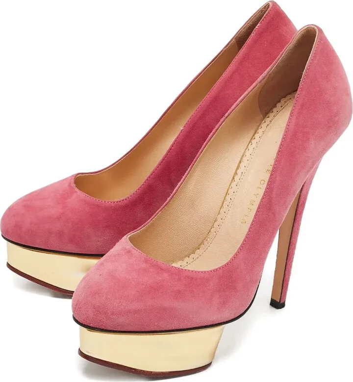 Pre-Owned 150mm Suede Platform Pumps - Image 2