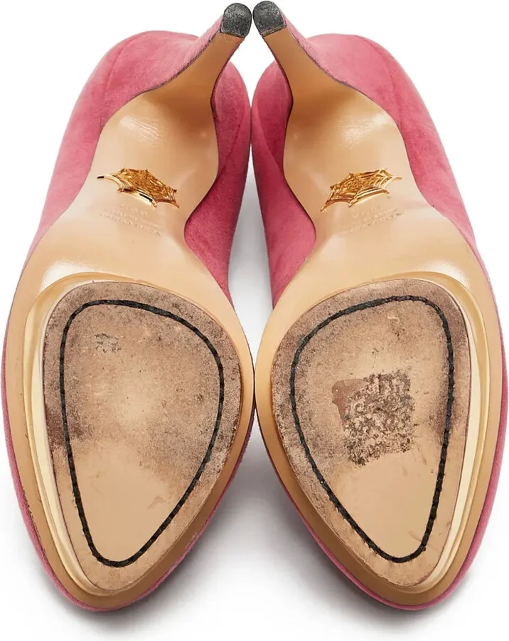 Pre-Owned 150mm Suede Platform Pumps - Image 4